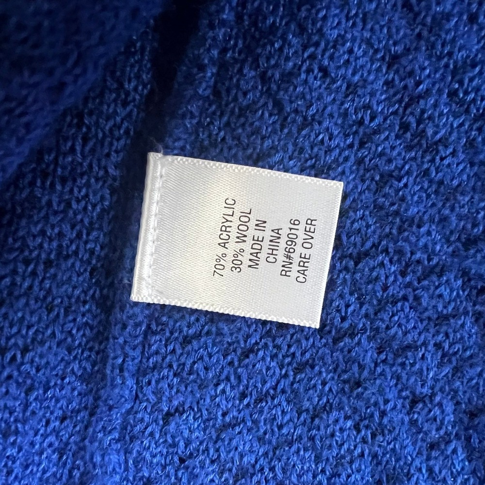 Laura Ashley Cobalt Blue Open Front Knit Cardigan Sweater PXL Duster Open Knit - Picture 6 of 8